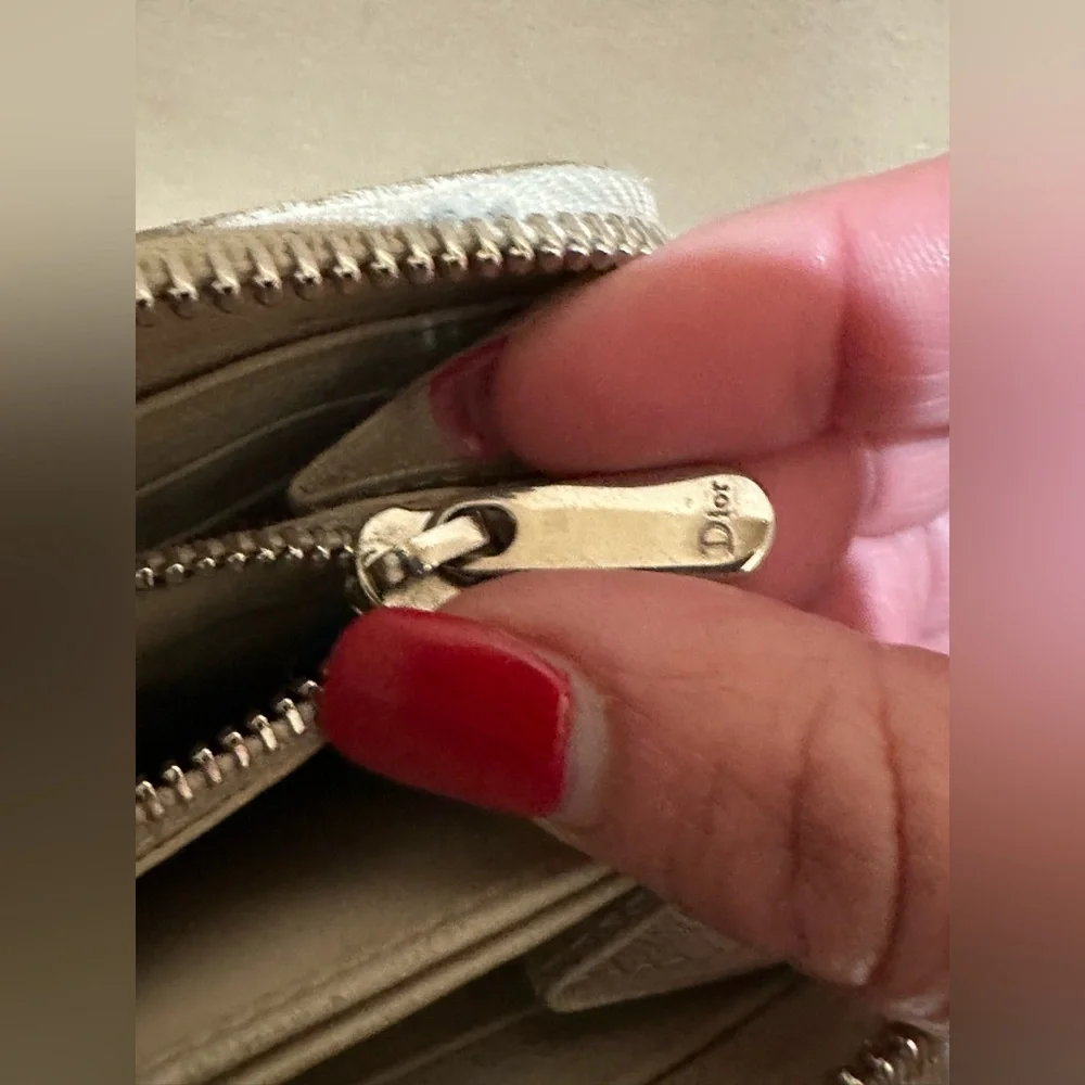 Vintage Christian Dior Long Zip Crosshatch Wallet
